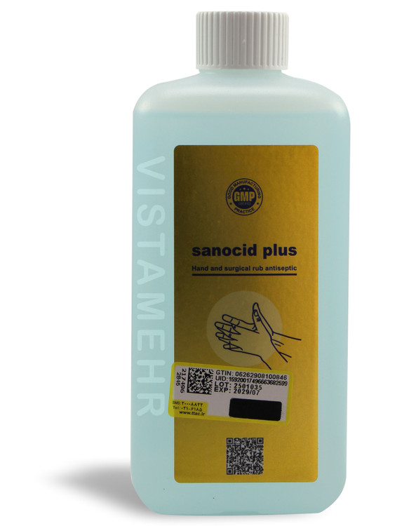 محلول ضدعفونی کننده الکلی دست و اسکراب جراحی سانوسید پلاس ۵۰۰ سیسی