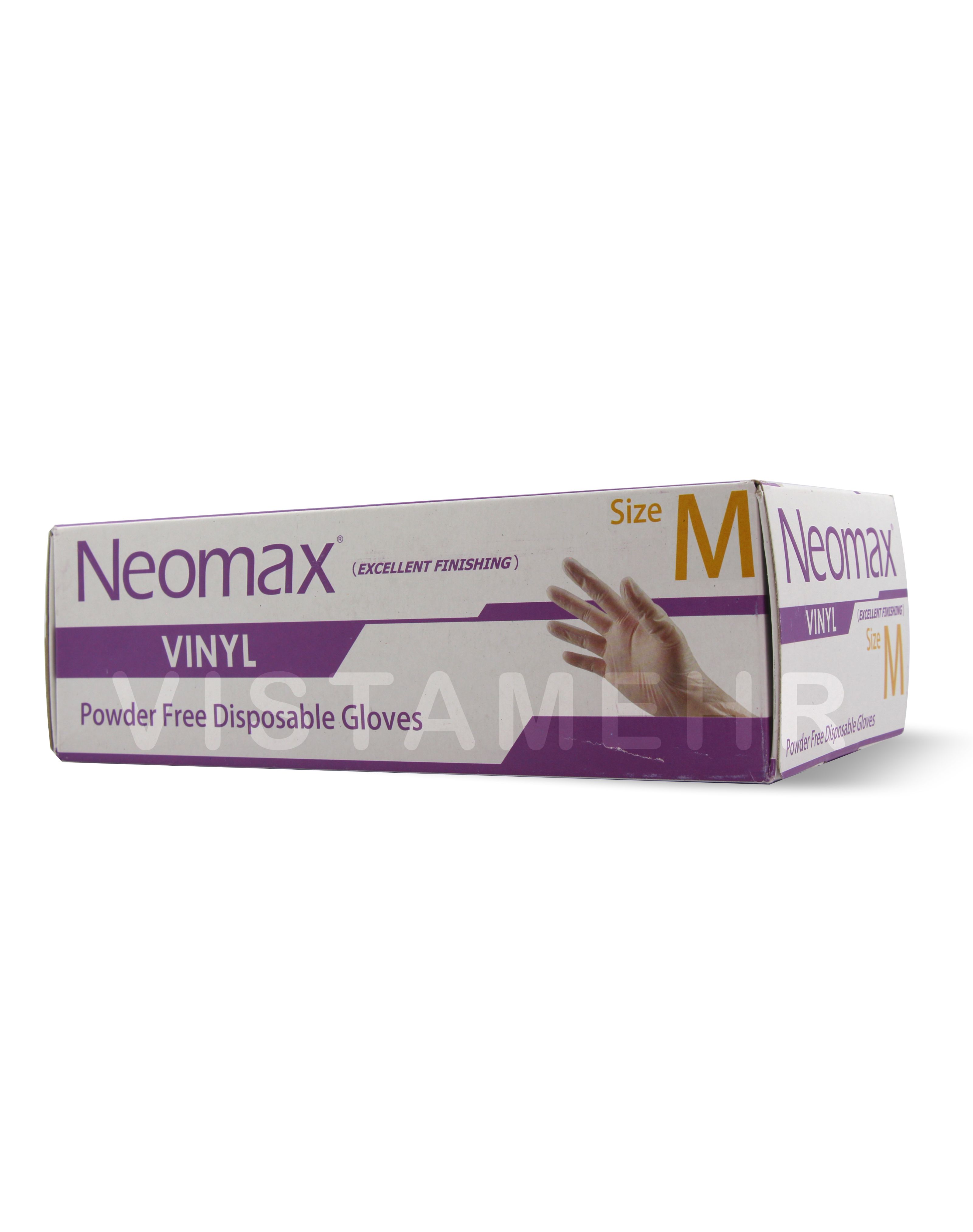 دستکش وینیل بدون پودر نئومکس سایز متوسط M بسته 100 عددی NEOMAX