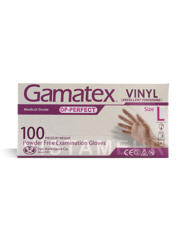 دستکش وینیل اوپی پرفکت لارج 100 عددی – Gamatex Vinyl L