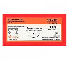 نخ بخیه ویکریل 4/0 کات سوزن 19