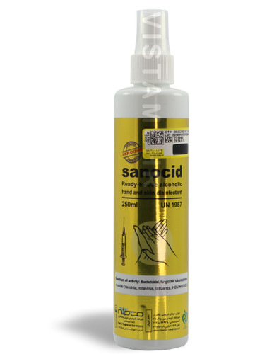 اسپری ضدعفونی کننده الکلی دست و پوست سانوسید ۲۵۰ سیسی